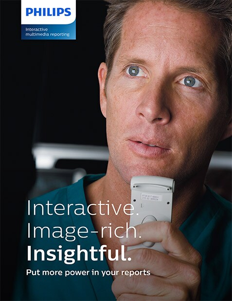 Brochure cover for Philips interactive multimedia reporting to streamline clinical insights