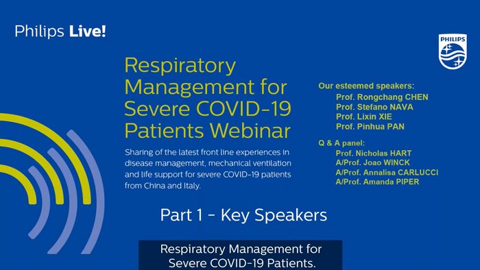 COVID-19 Webinar 1: Respiratory Management for Severe COVID-19 Patients - Part 1 video thumbnail