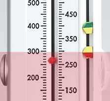 Peak flow meter red zone