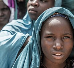 Woman from Northern Cameroon in Red Cross humanitarian assistance